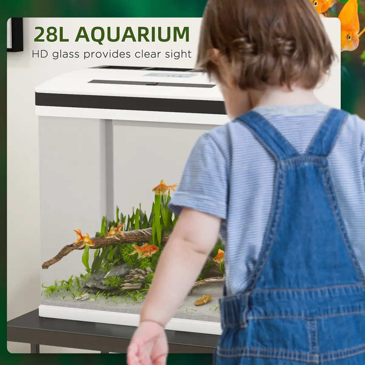 PawHut PawHut Aquarium 28L Glass Fish Tank w/ Filter, LED Lighting, Water Pump - Aquariums