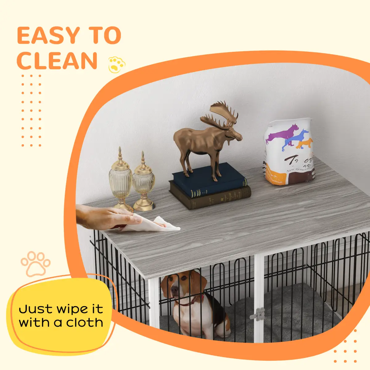 PawHut PawHut Dog Crate Furniture End Table with Soft Washable Cushion, Lockable Door - Dog Crate