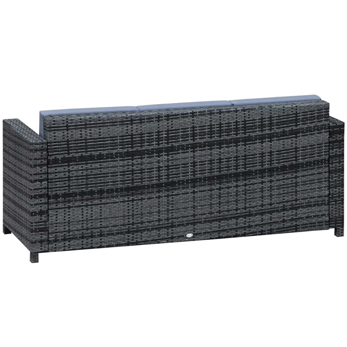 Outsunny 3-Seater Weather Resistant Outdoor Garden Rattan Sofa Grey - Garden Sofa Sets