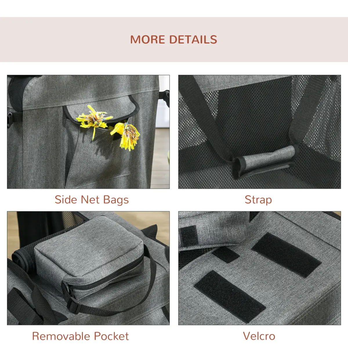 PawHut PawHut Folding Pet Carrier Bag House W/ Cushion Storage, Grey 60x41.5x41cm - Pet Carrier