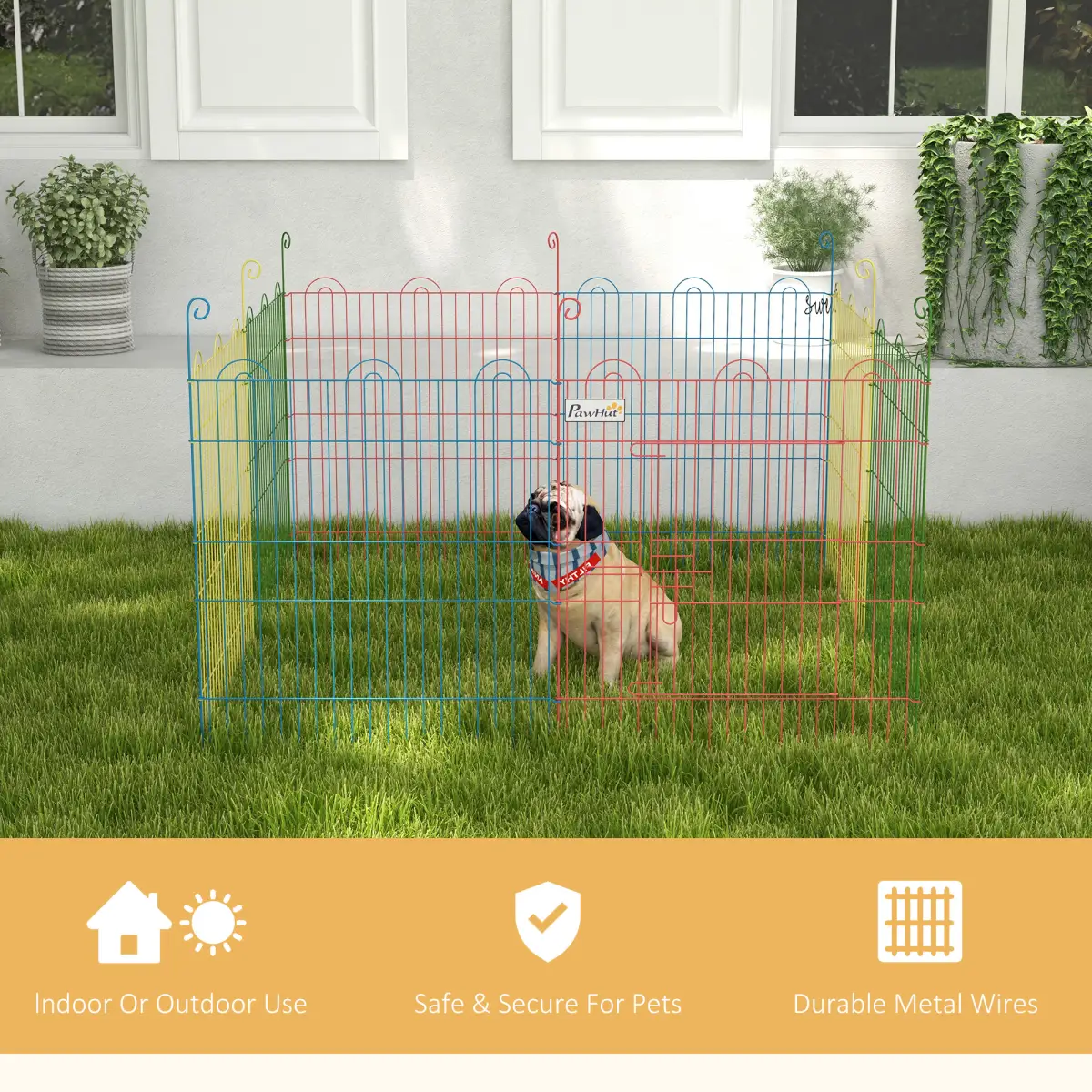PawHut PawHut Pet Playpen Dog Puppy Crate Kennel w/ Door, 60H x Φ156cm - Pet Playpen