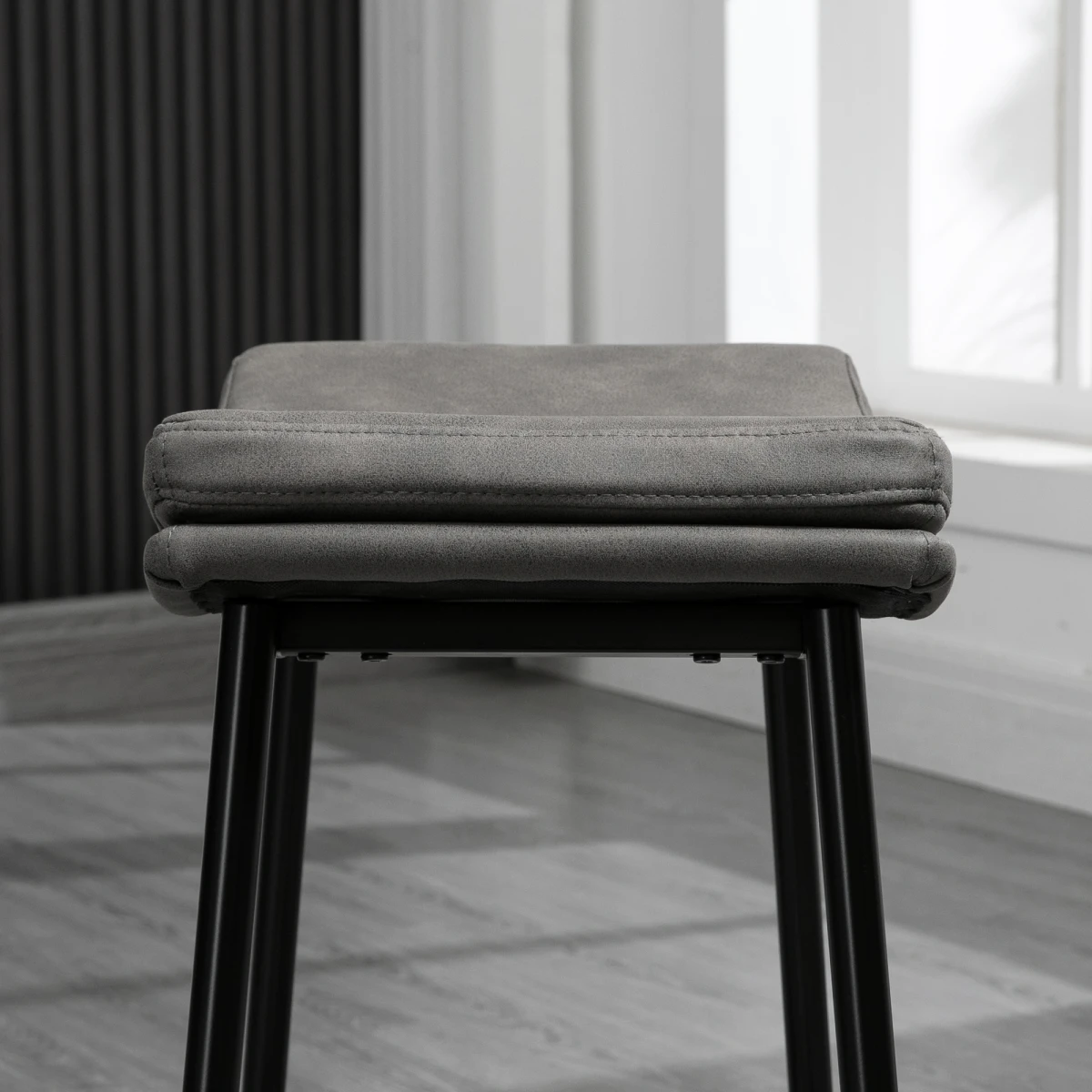 HOMCOM HOMCOM Bar Stool 89-99cm Curved Seat Grey Set of 2 - Bar Stool