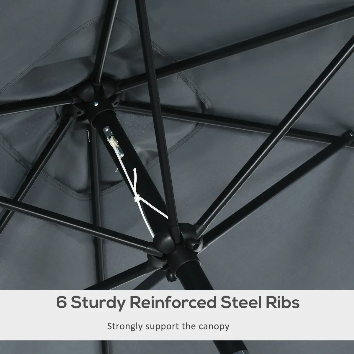 Outsunny Outsunny 3x2m Patio Parasol Canopy Tilt Crank 6 Ribs Sun Shade Garden Dark Grey - Parasol