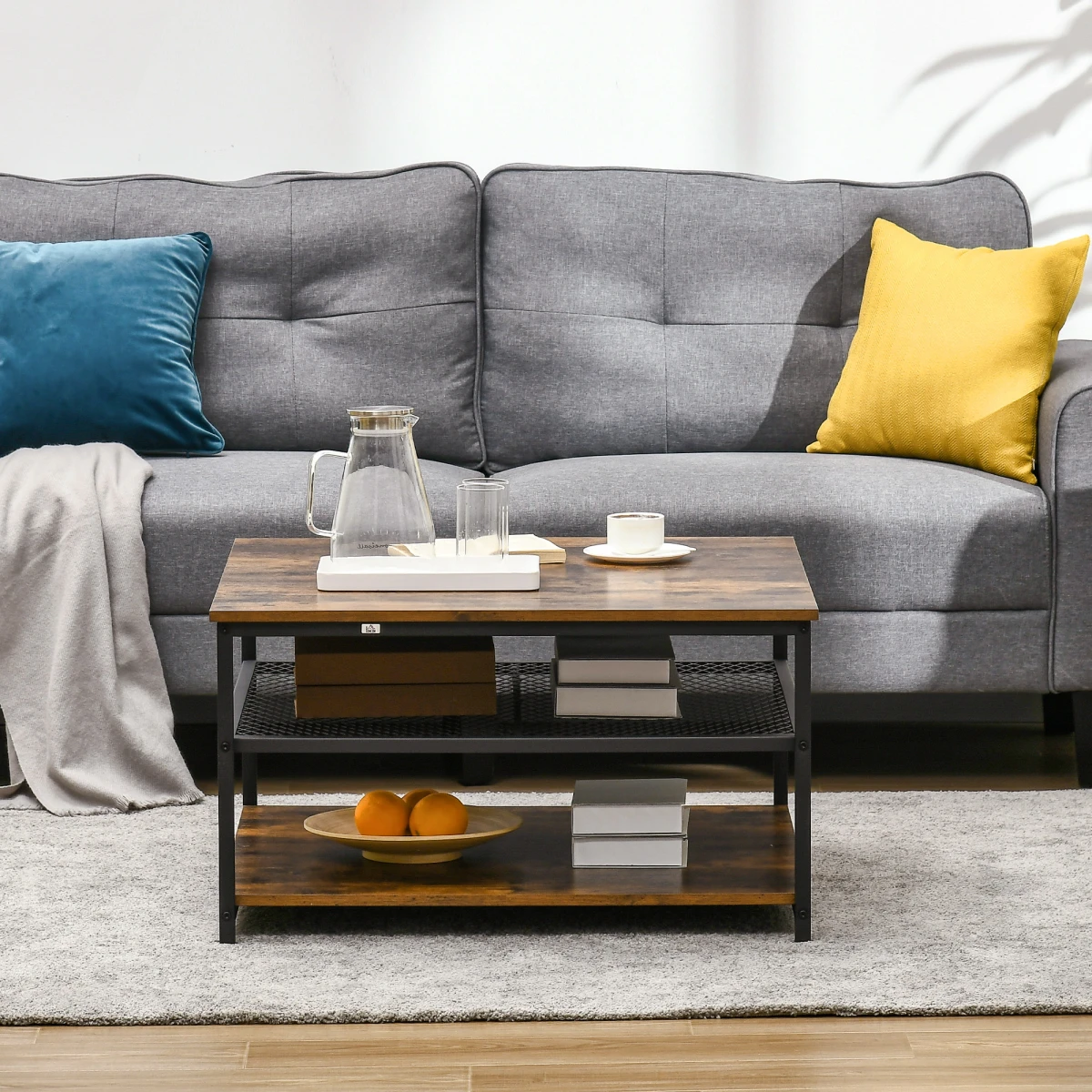 Homcom HOMCOM Industrial Coffee Table 3-Tier Storage - Coffee Table