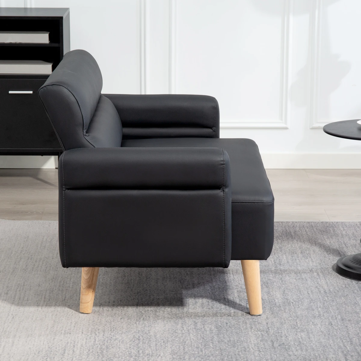 HOMCOM 2 Seater Sofa Compact Faux Leather For Small Spaces - Sofa