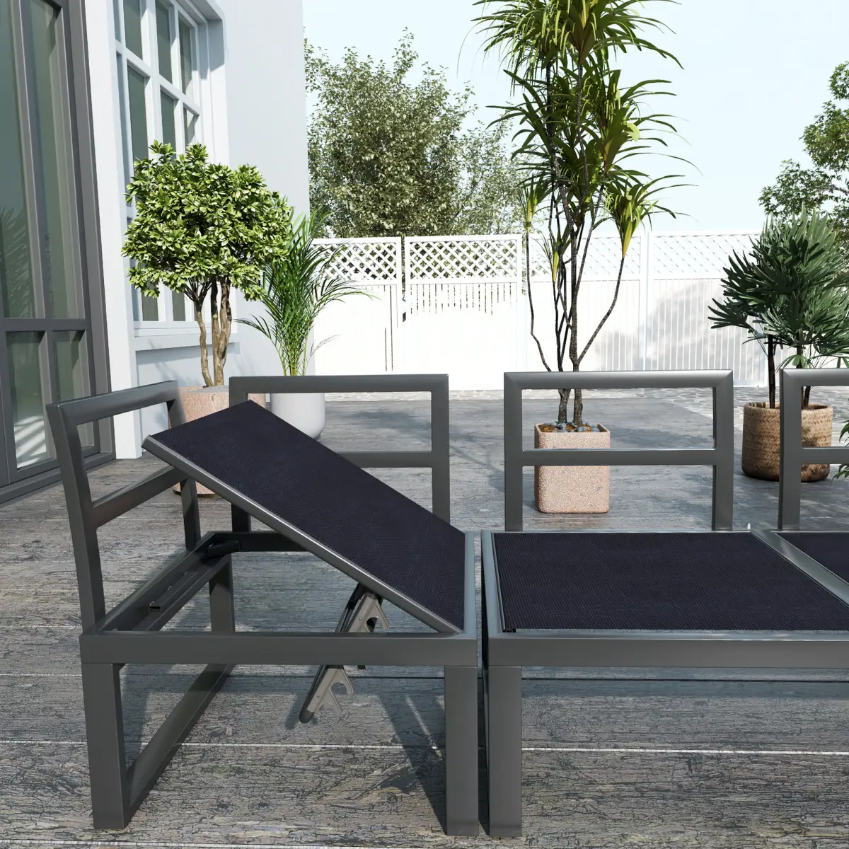 Outsunny Outsunny 4 PCs Garden Set w/ 5-Level Recline Corner Conversation Sofa Set - Garden Sofa Sets