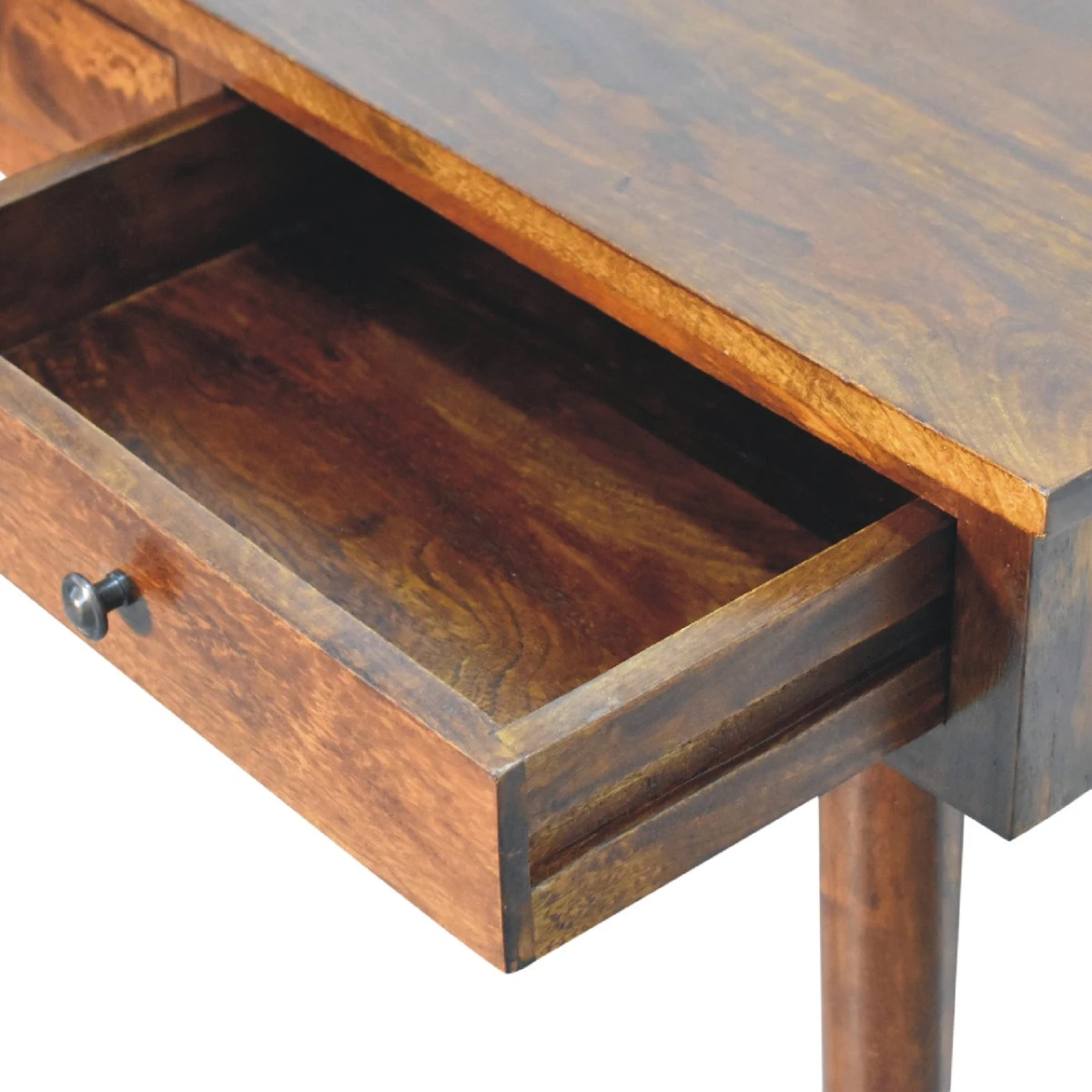 Artisan Furniture Artisan Console Table Compact Solid Mango Wood Two Drawer Chestnut Finish For Hallways - Console Table