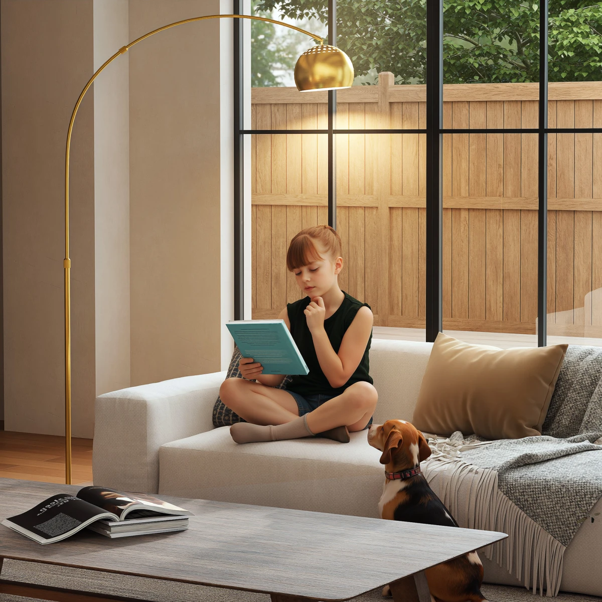 HOMCOM Arc Floor Lamp 60 Inches Flexible Design for Living Room by HOMCOM