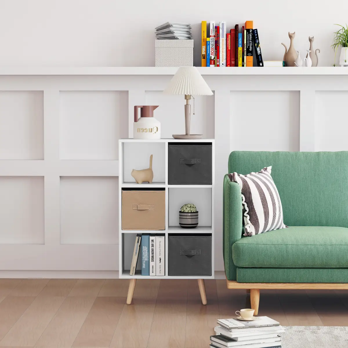 HOMCOM HOMCOM Freestanding 6 Cube Storage Cabinet Unit Bookcase w/ 3 Drawer White - Display Cabinet