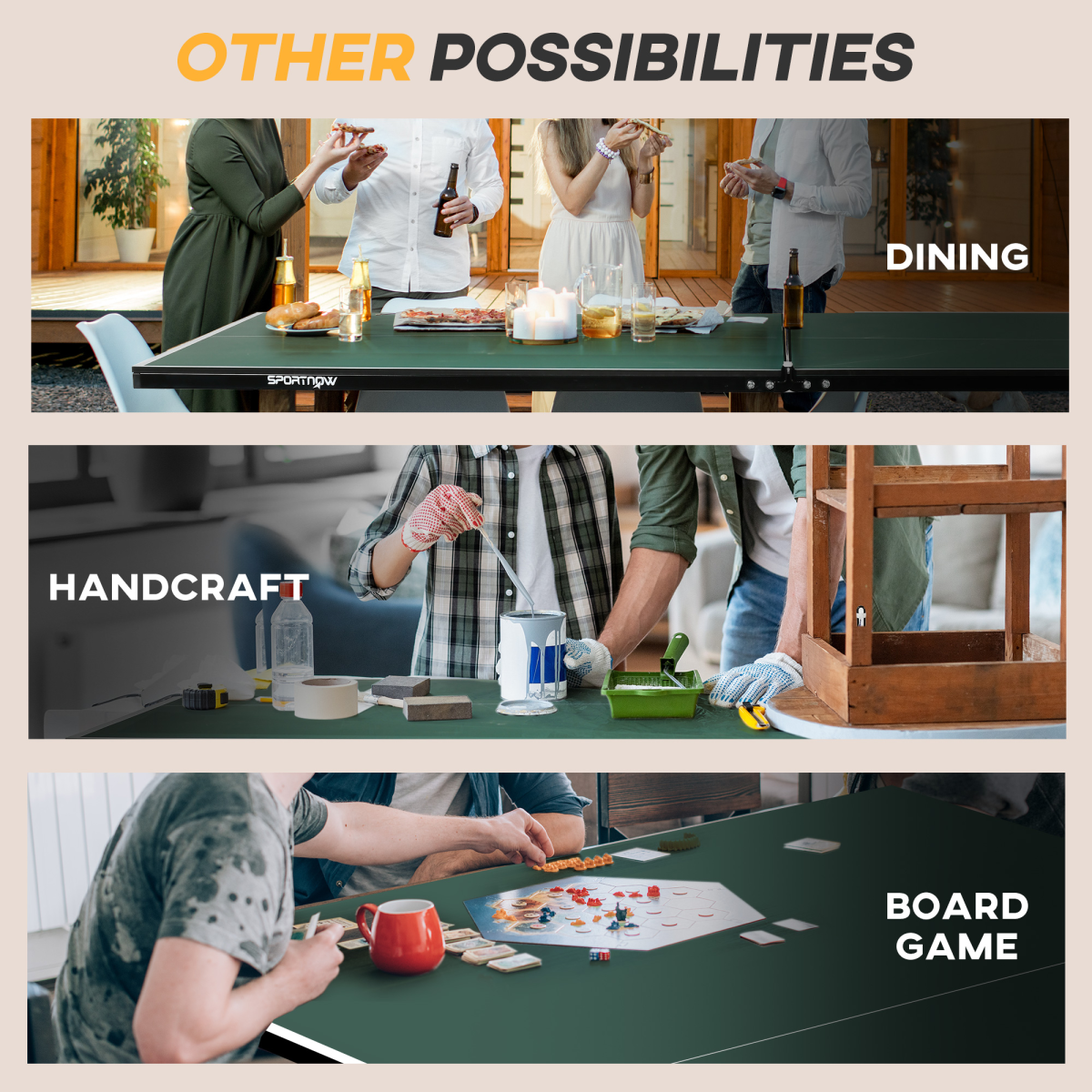 SPORTNOW 9FT Folding Table Tennis Table w/ 8 Wheels, for Indoors, Outdoors - from SPORTNOW
