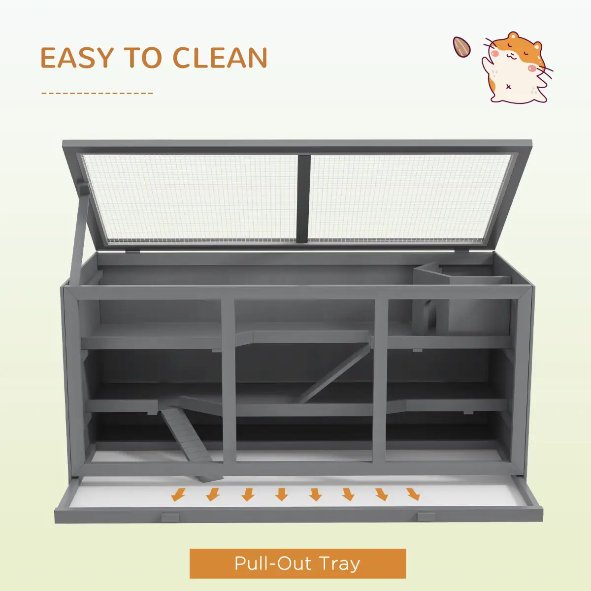 PawHut PawHut Wooden Hamster Cage, Exercise Play House Pen with Tray, Openable Top - Pet Cage