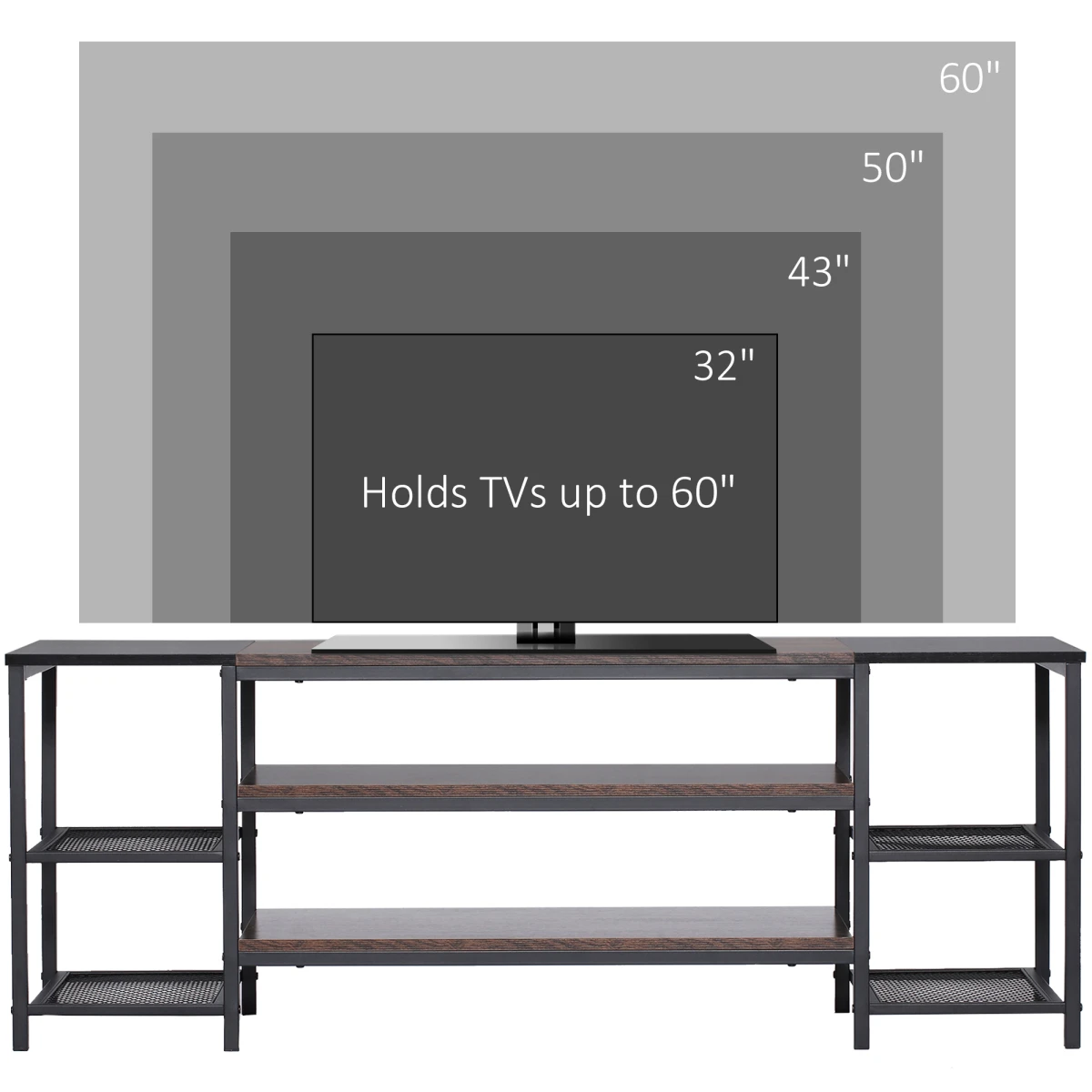 HOMCOM TV Console For 65In TVs With Shelves For Living Room by Homcom
