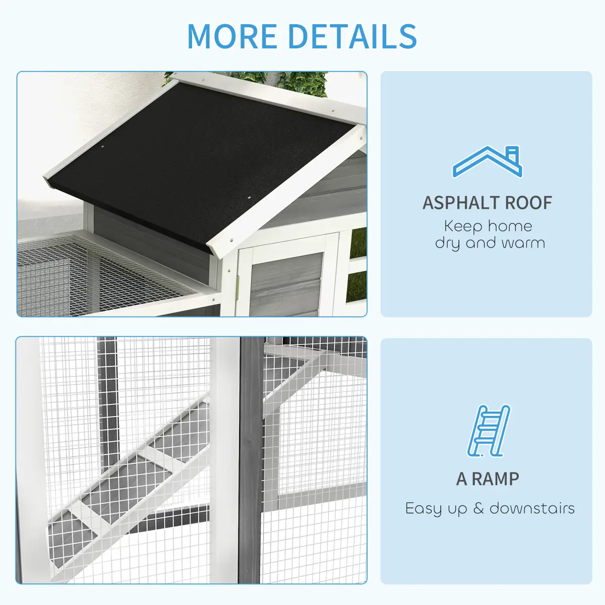 Unbranded 122cm Wooden Rabbit Hutch Bunny Cage Pet House with Tray Ladder Run Pawhut - Rabbit Hutch