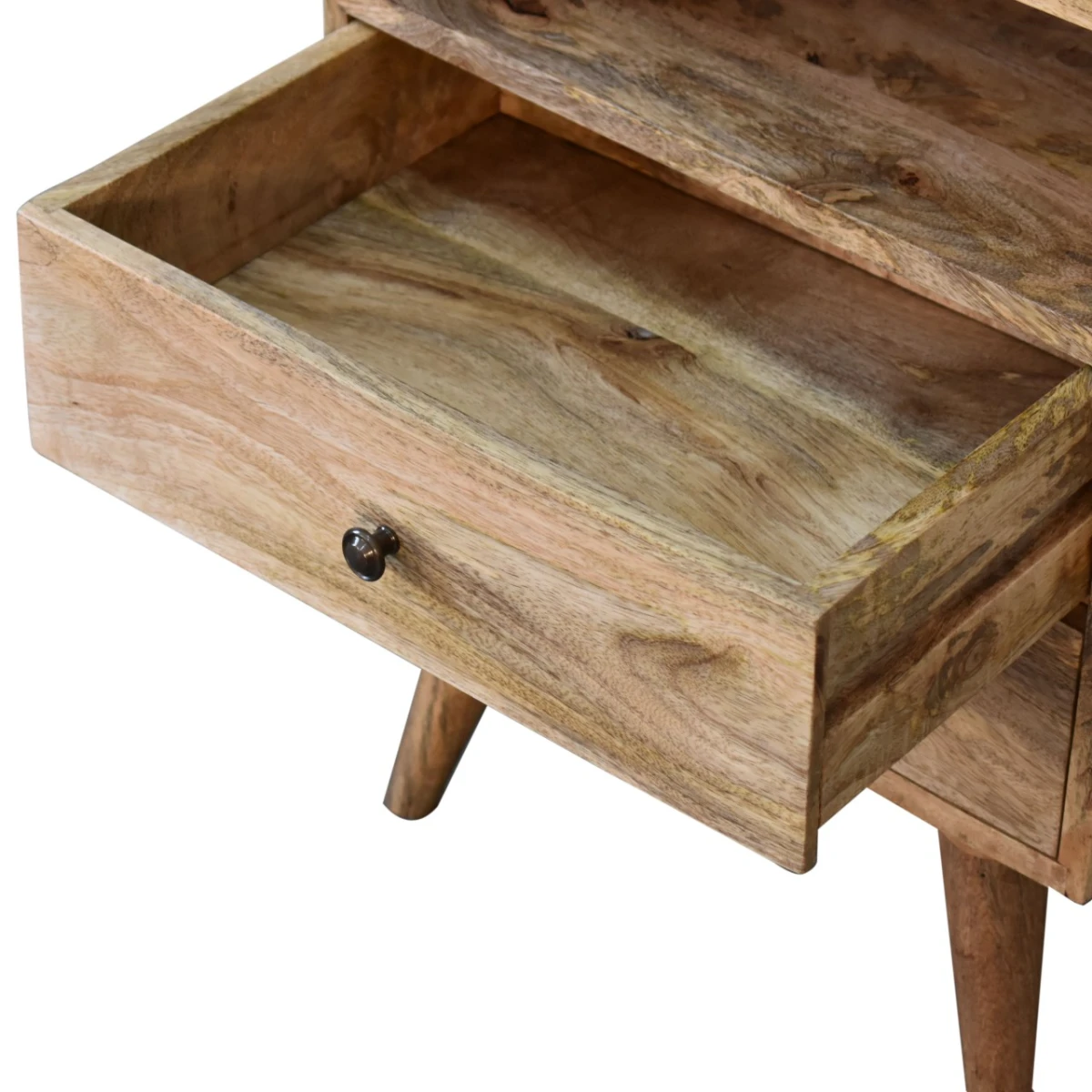 Artisan Furniture Artisan Bedside Table Standard Size Solid Mango Wood Brass Knob Nightstand For Bedroom Decor - Bedside Table
