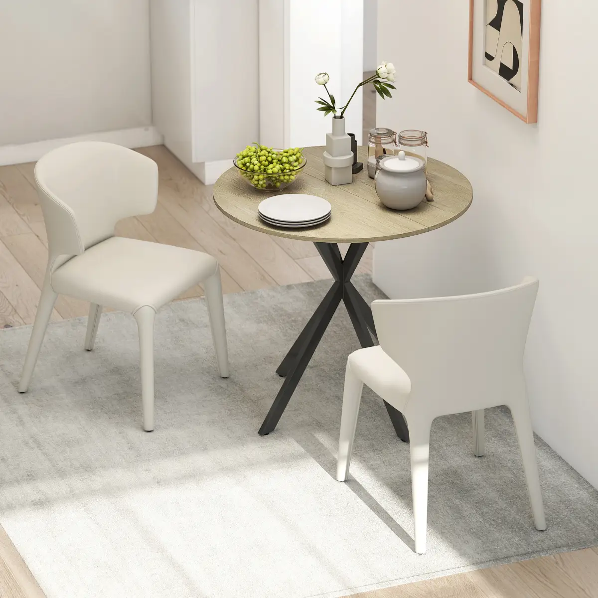 HOMCOM HOMCOM 80cm Round Dining Table, Industrial Kitchen Table with Steel Legs - Dining Table