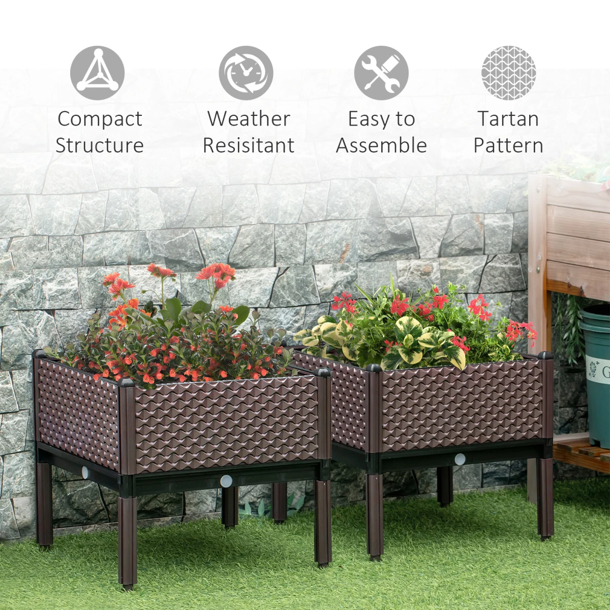 Outsunny Raised Garden Bed Set of 2 for Balcony Gardening by Outsunny