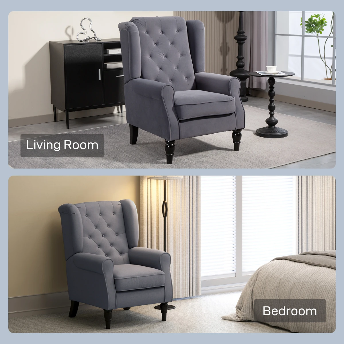 HOMCOM Accent Armchair Retro Tufted Velvet Upholstery Chair by HOMCOM