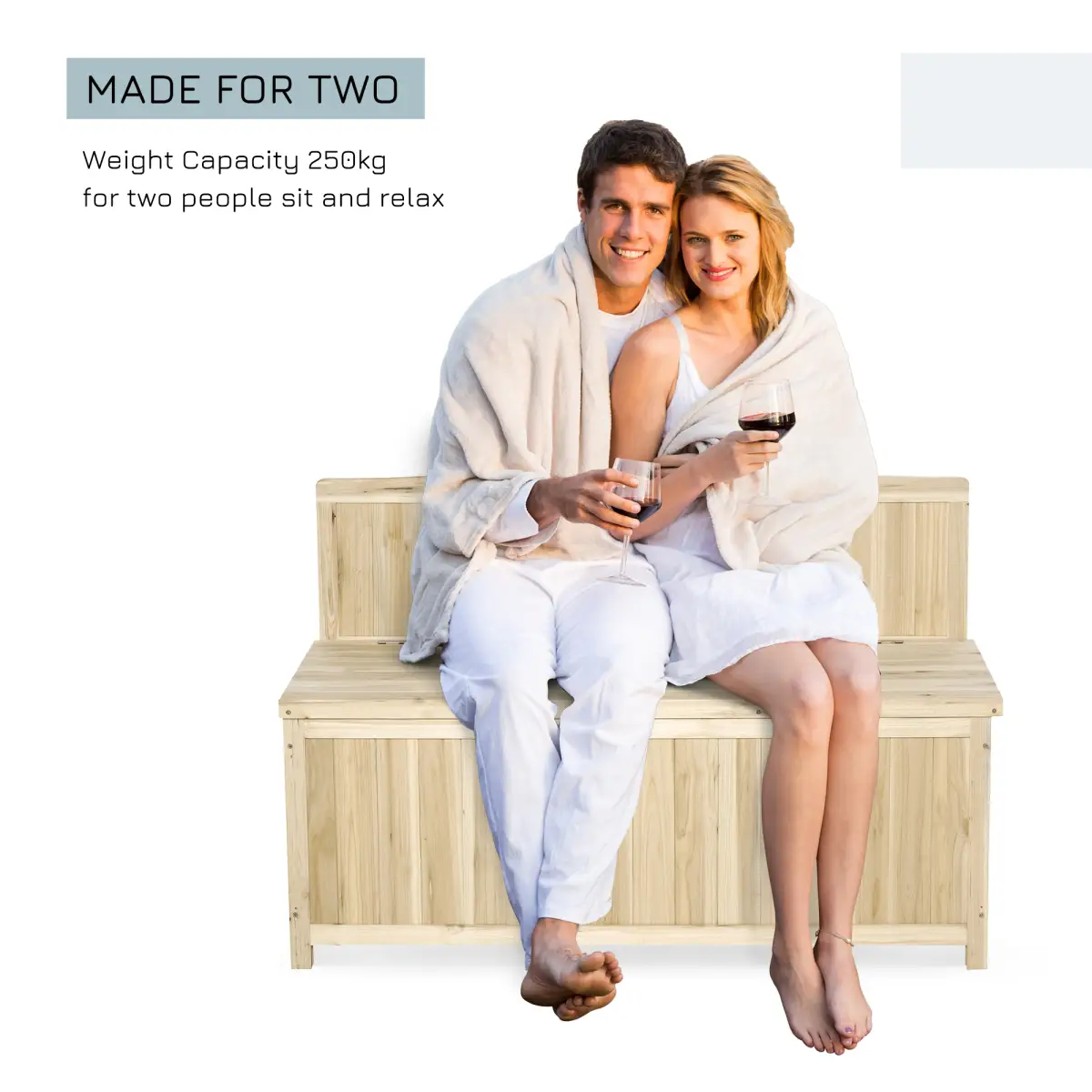 Outsunny Garden Bench & Arch Wood Storage Bench Deck Outdoor Garden Seating - Garden Chairs