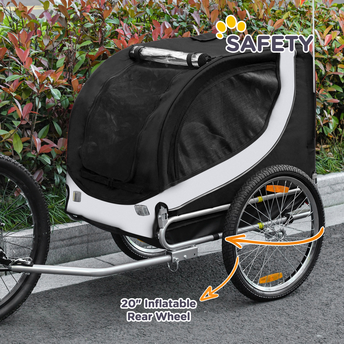 Pet Bicycle Trailer Dog Cat Bike Carrier Water Resistant Travel Steel Black - from Pawhut