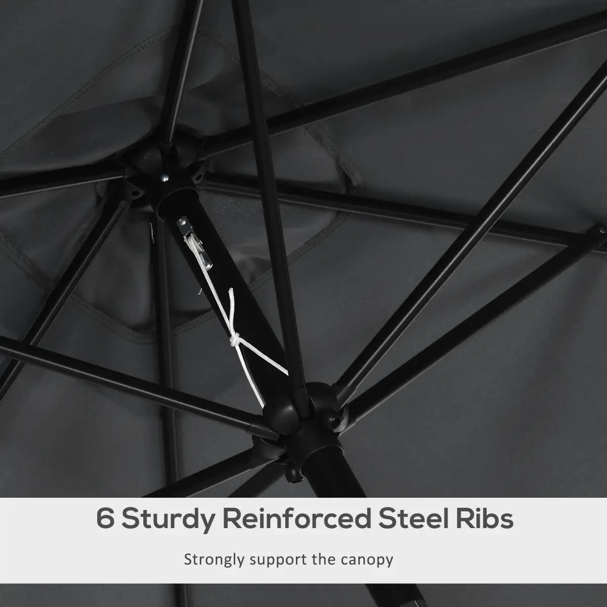 Outsunny Outsunny 3x2m Patio Parasol Canopy Tilt Crank 6 Ribs Sun Shade Garden Black - Parasol