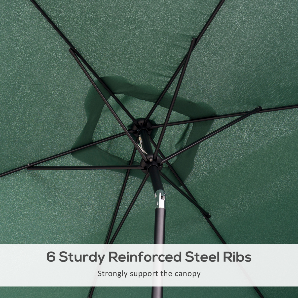 Outsunny Outsunny 3x2m Patio Parasol Canopy Tilt Crank 6 Ribs Sun Shade Garden Green - Parasol