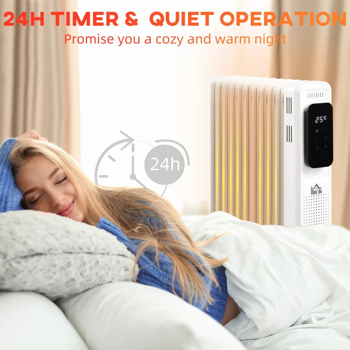 HOMCOM Oil Radiator 9 Fin Remote Timer Home - Radiator