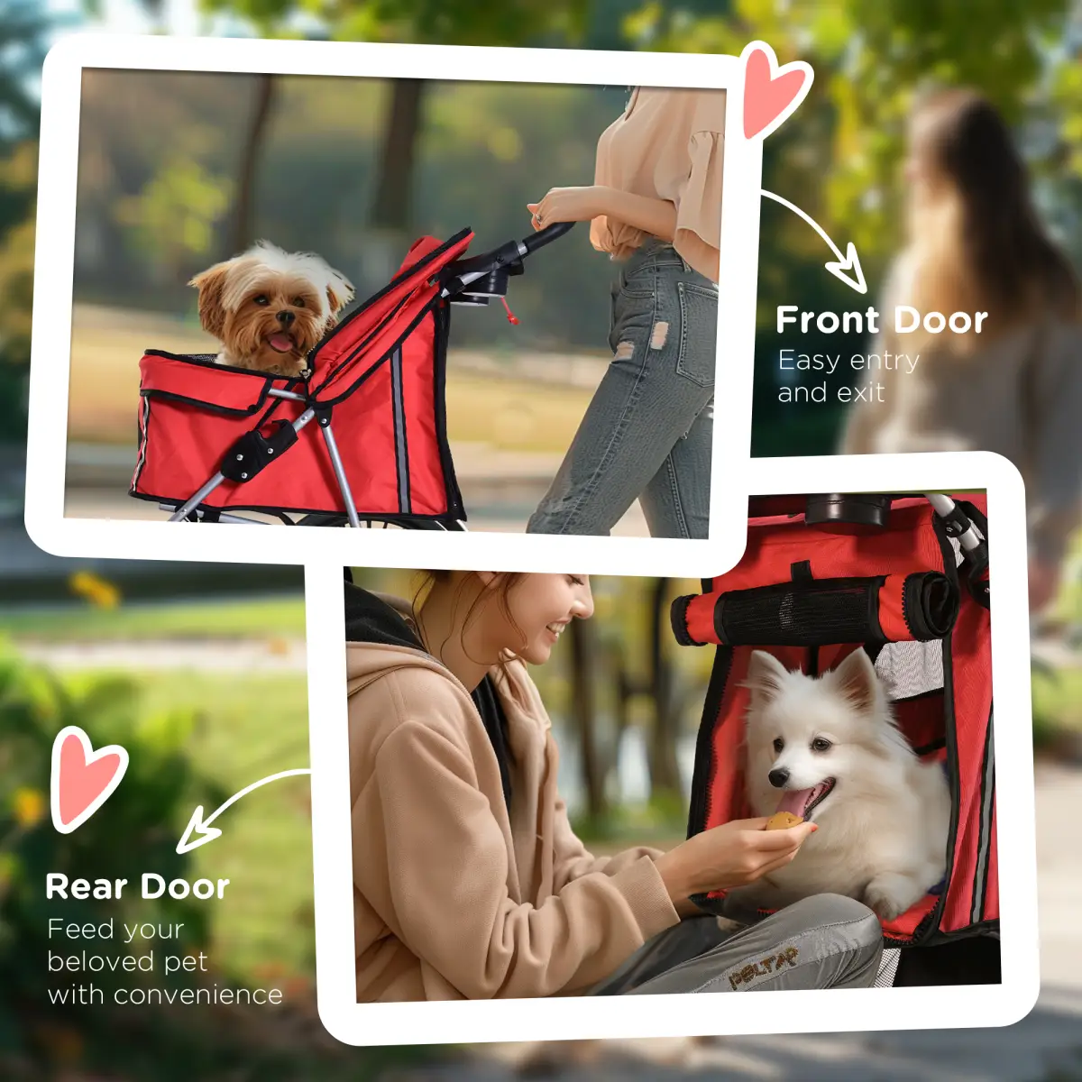 Unbranded Pet Stroller Carrier Foldable Deluxe Jogger Travel Dog Cat 4 Wheels Pawhut - Pet Carrier