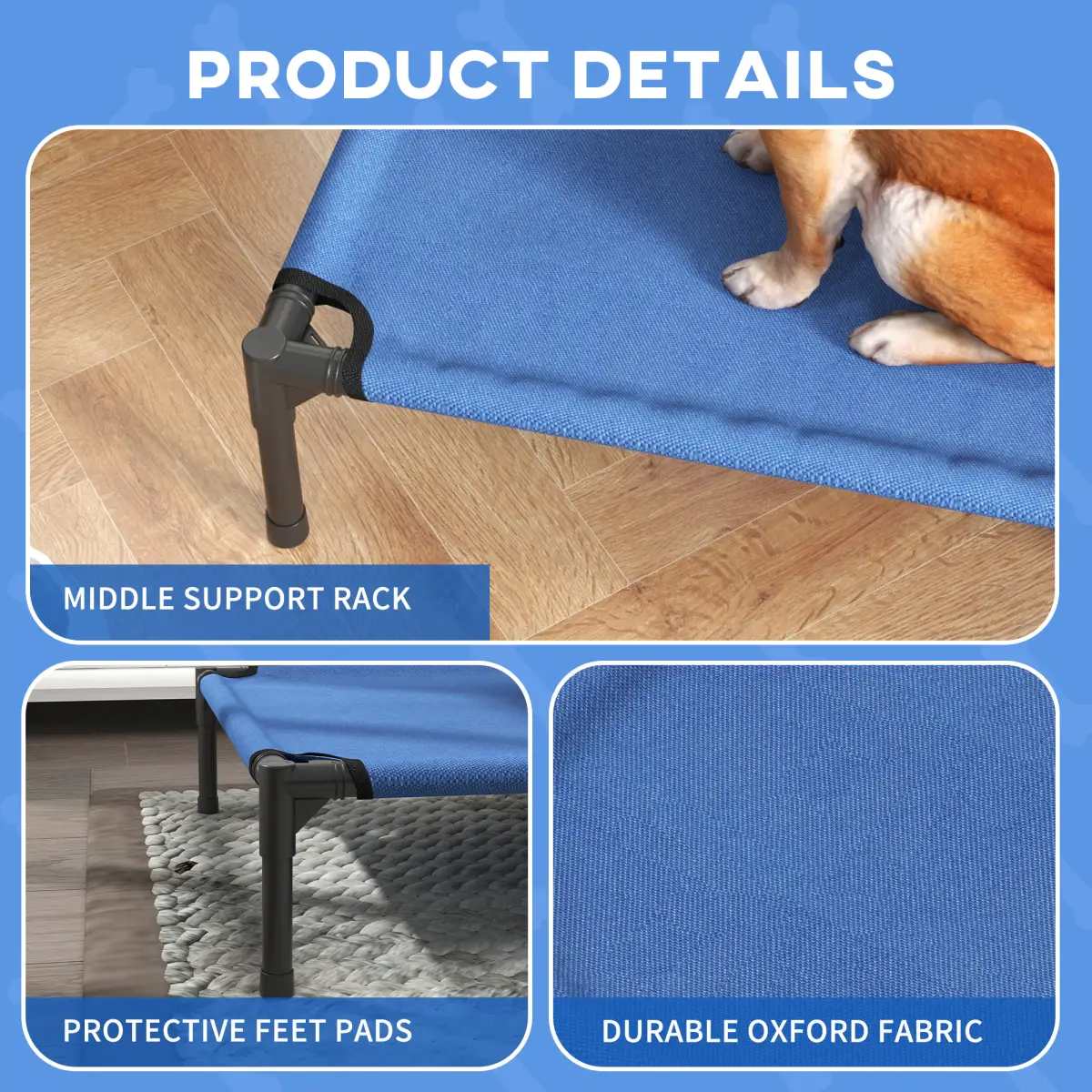 Pawhut Elevated Pet Bed Cool Cot Dog Cat Portable Folding Home Camping Hammock Foldable - Dog Beds