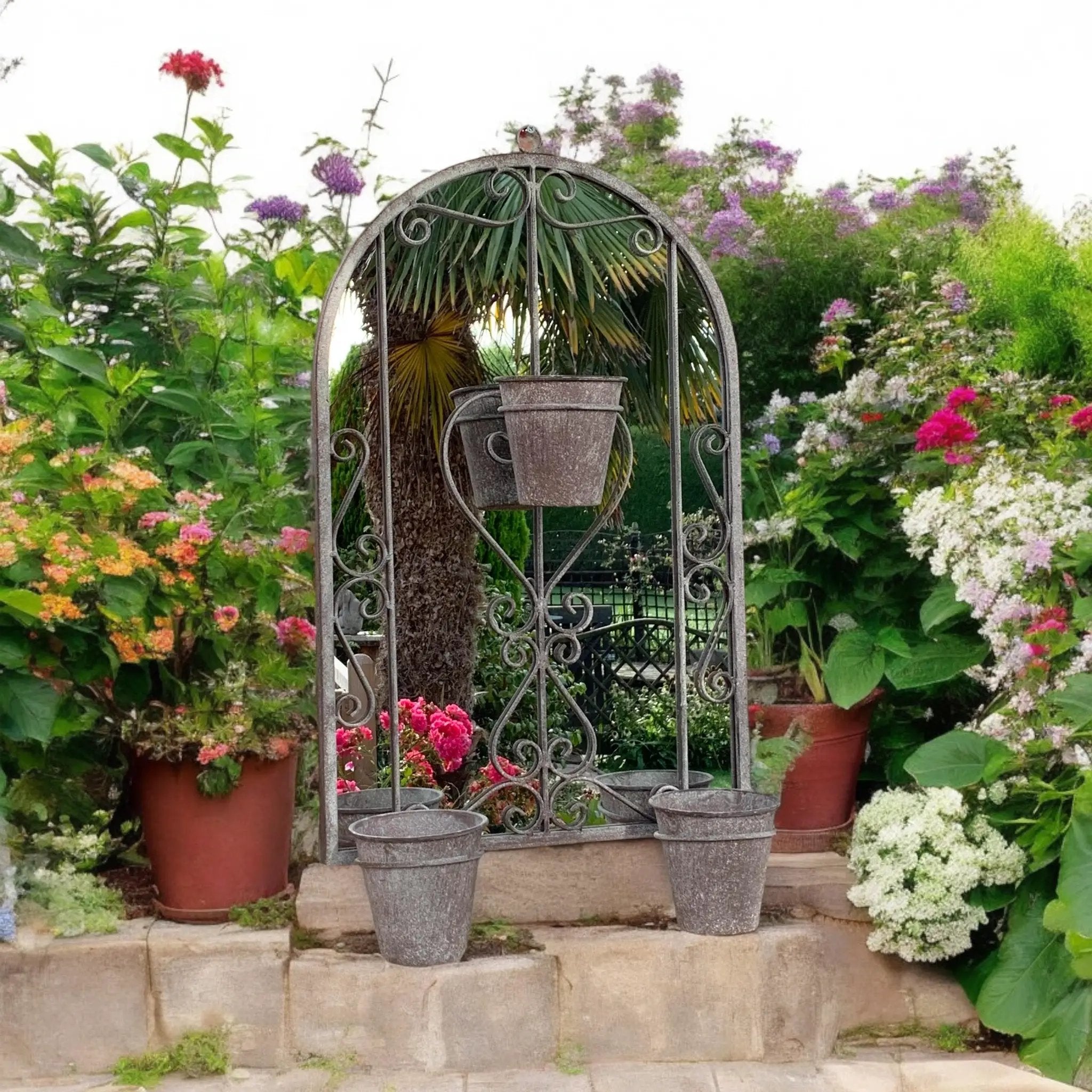 MSL 80CM WALL MIRROR WITH TRIPLE PLANTER - Planters