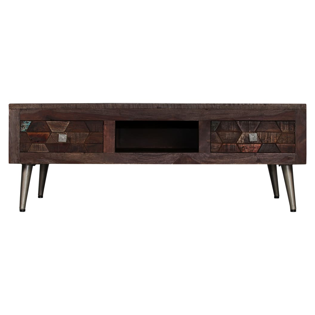 vidaXL VidaXL Coffee Table 100x60x35 Cm Solid Reclaimed Wood With Metal Legs For Living Room Decor - Coffee Table