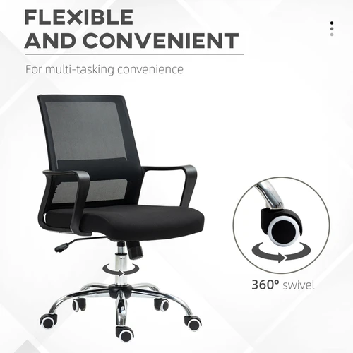 Vinsetto Mesh Office Chair Desk Chair w/ Swivel Seat Adjustable Height Black by Vinsetto