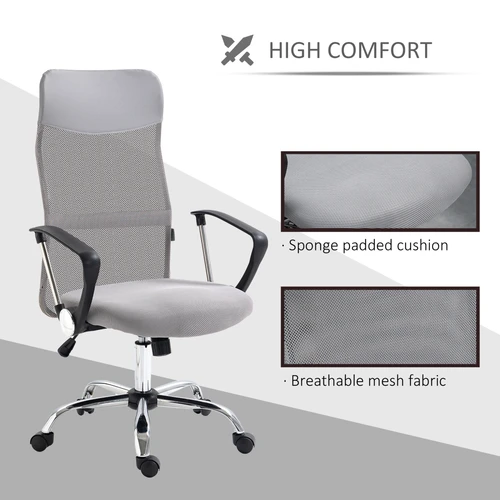 HOMCOM Executive Office Chair High Back Mesh Back Seat Desk Chairs, Light Grey by HOMCOM