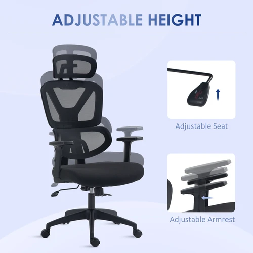 Vinsetto Vinsetto Mesh Office Chair Swivel Desk Chair w/ Adjustable Height Headrest Black - Office Chair