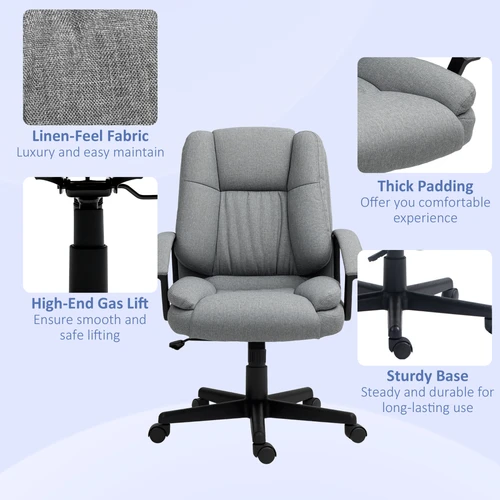 HOMCOM Swivel Executive Office Chair Mid Back Chair w/ Arm, Grey by HOMCOM