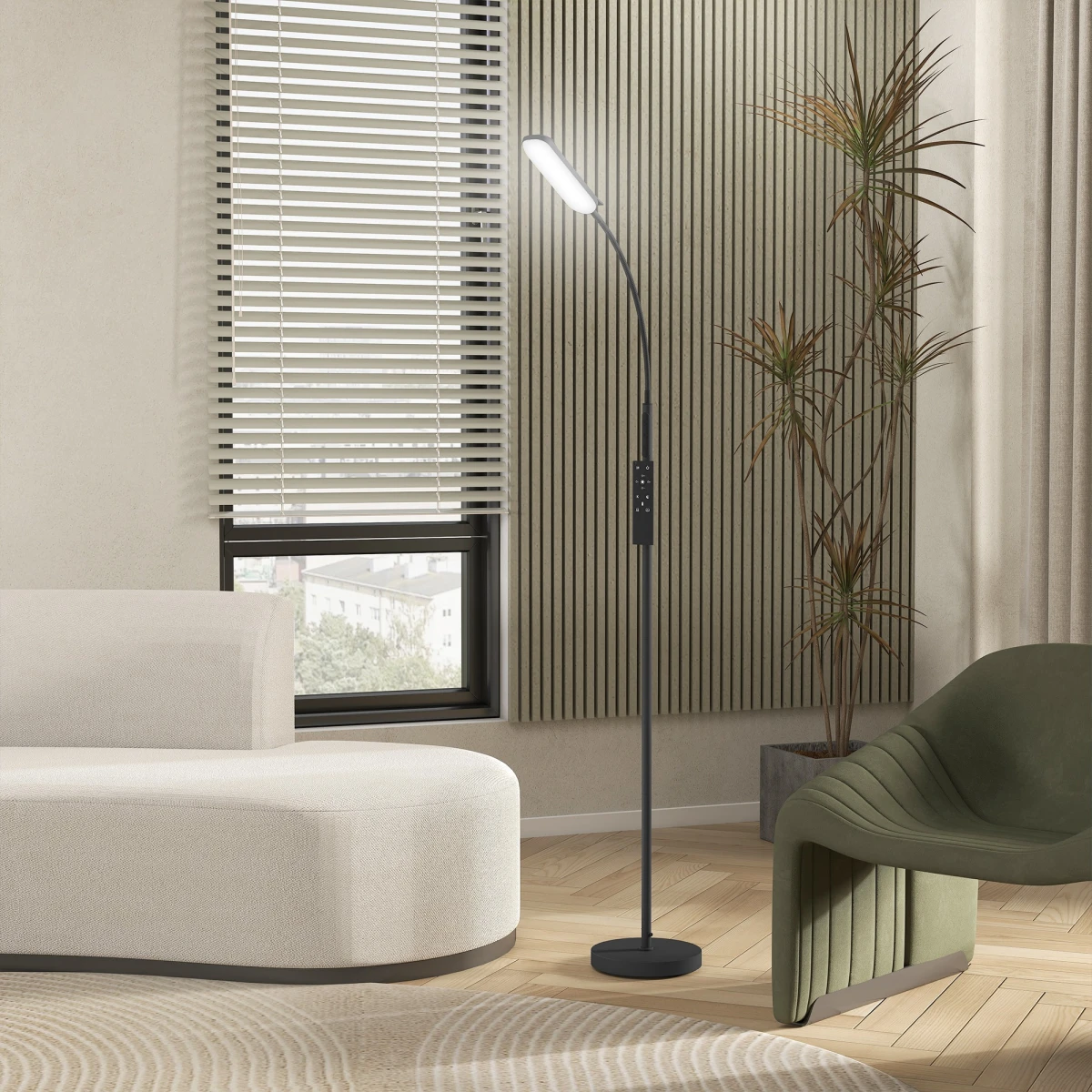 HOMCOM HOMCOM LED Floor Lamp with Magnetic Remote Control for Living Room - Lamp