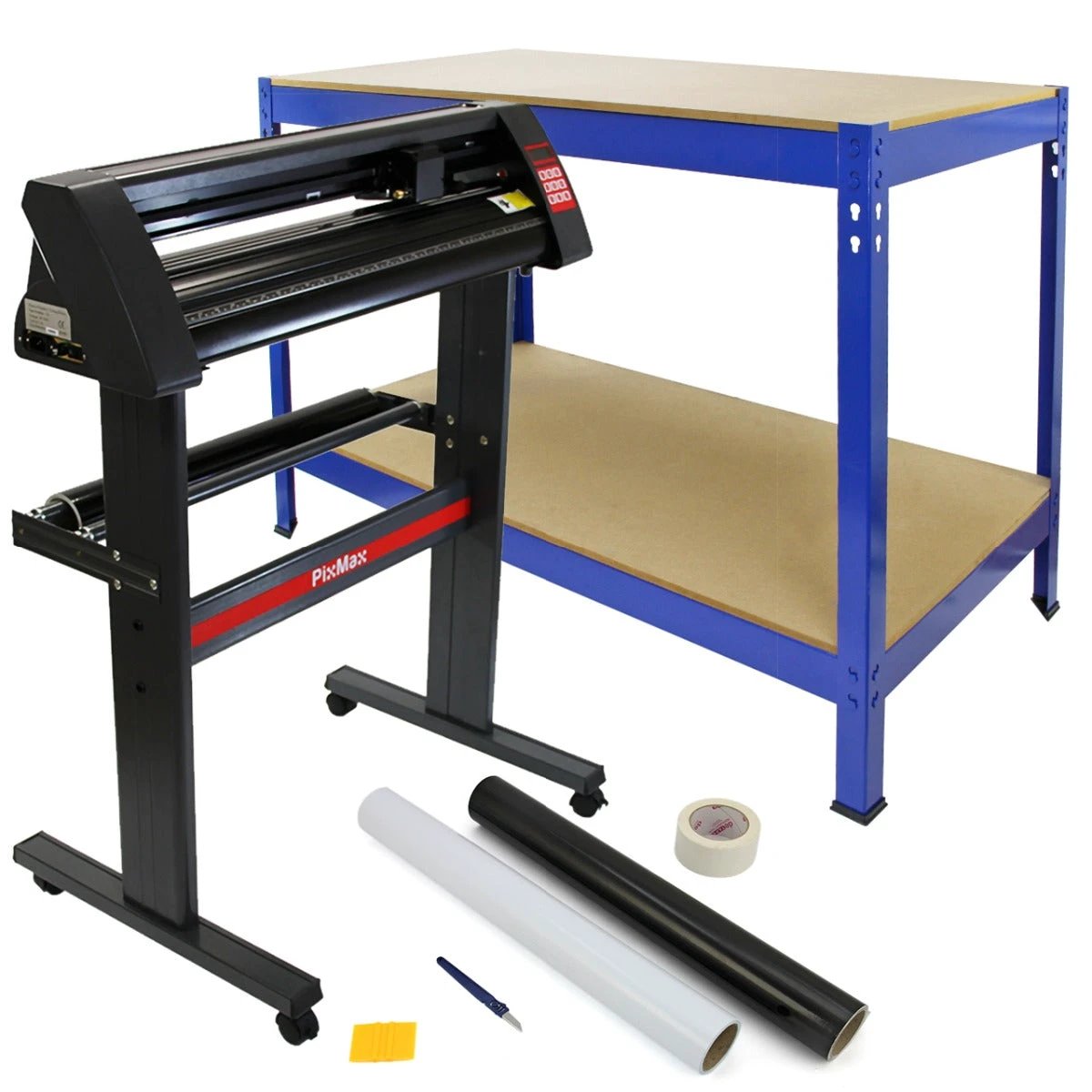 Monster Shop 720mm Vinyl Cutter, Weeding Kit, Blue Q-rax Workbench bundle -