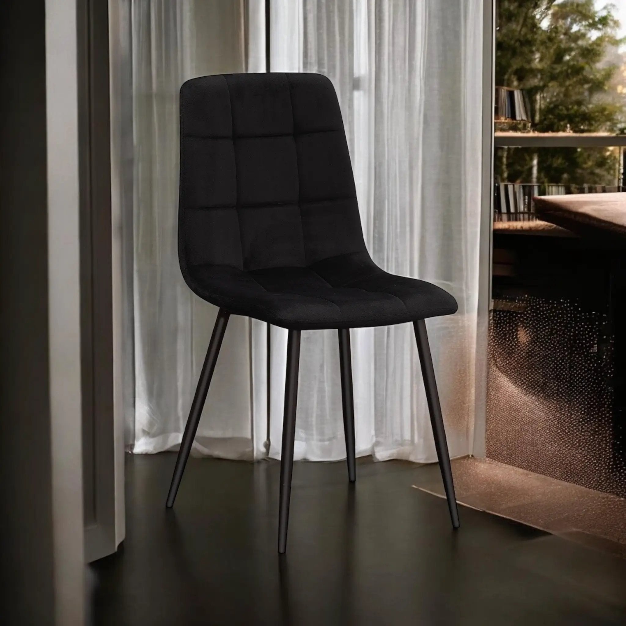 MSL BLACK FABRIC CHAIR BLACK METAL LEGS - Dining Chairs