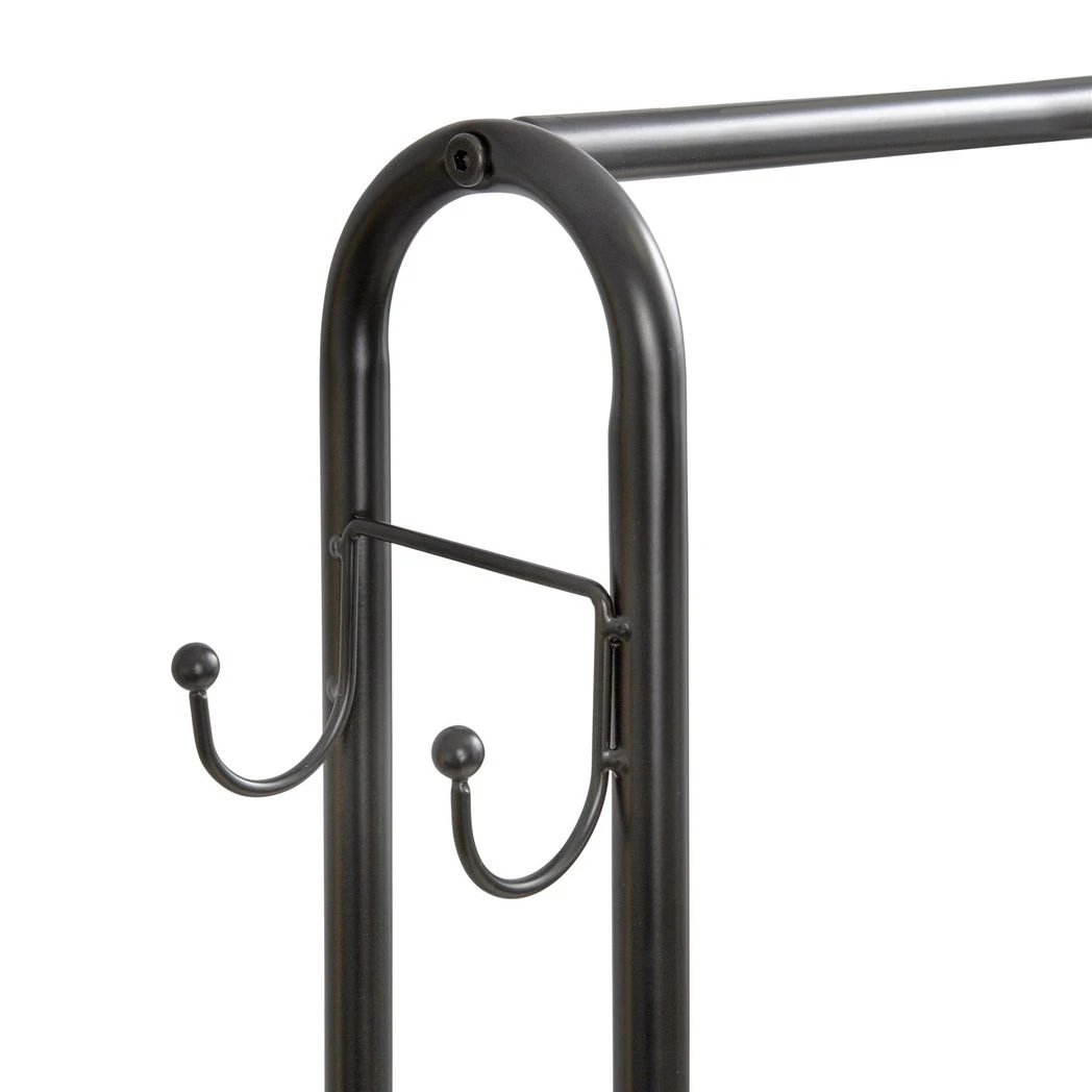 House of Home Sturdy Black Clothes Rail Two Shelves Powder Coated For Home - Wardrobe