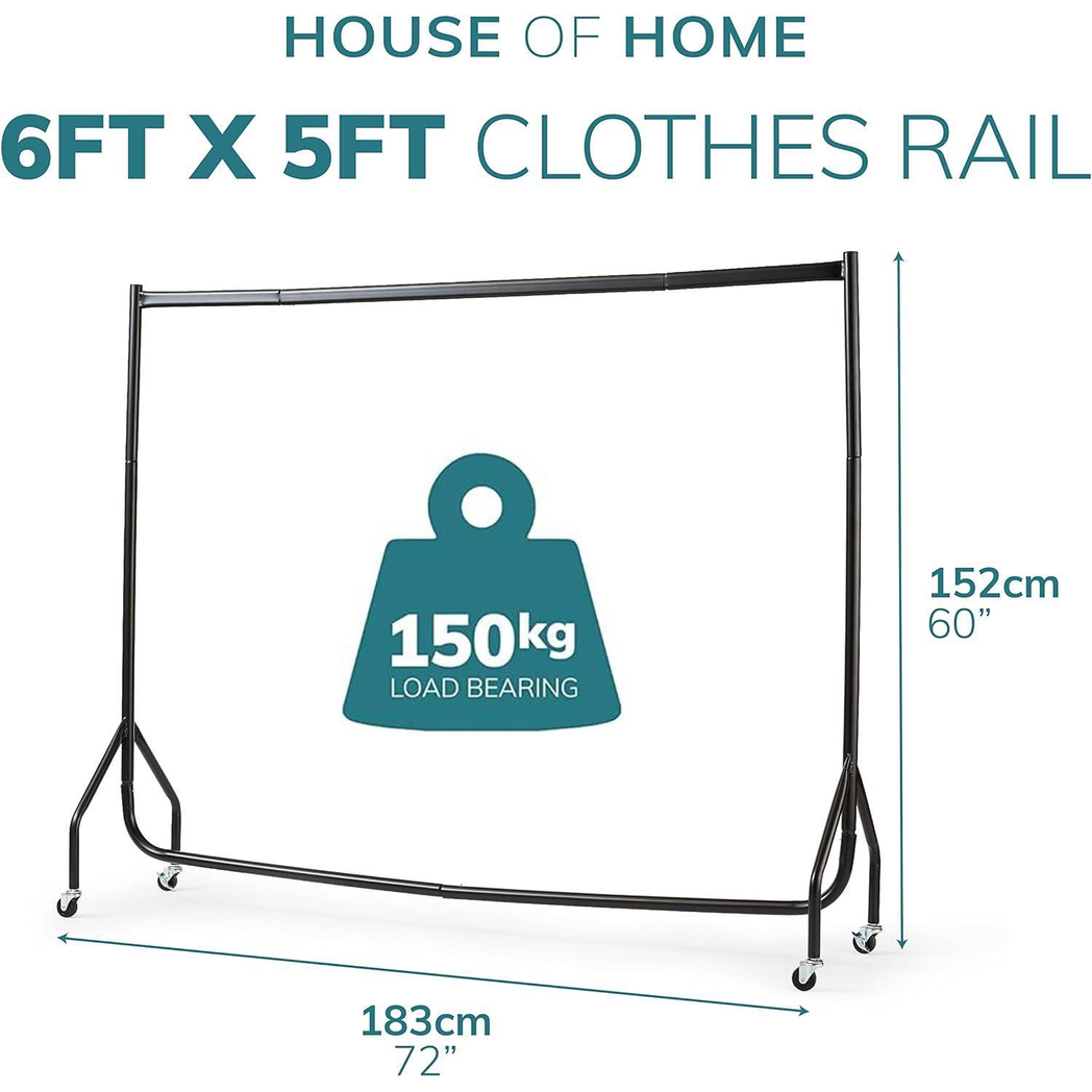 Direct Online Houseware Extra Heavy Duty Clothes Rail 6ft By 5ft Pop Clip Home Use - Wardrobe