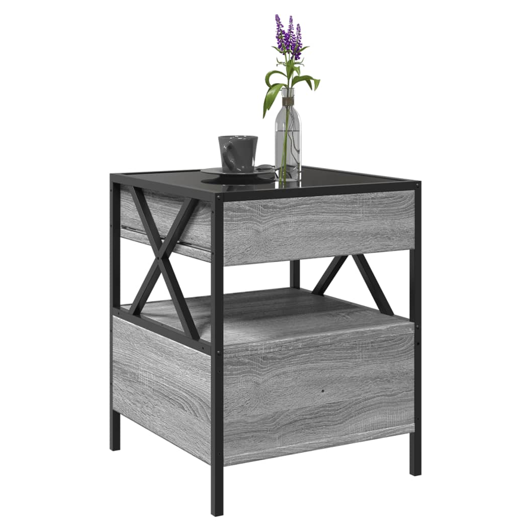 VidaXL Coffee Table 40x40x51 cm Infinity LED Mirror Grey Sonoma for Living Room by vidaXL