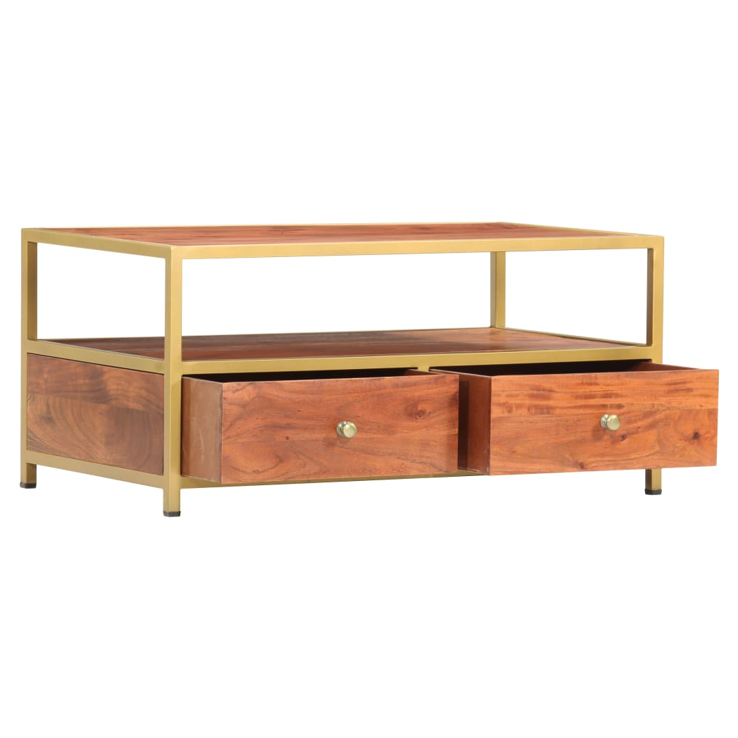 vidaXL VidaXL Coffee Table 90x50x40 Cm Solid Acacia Wood Vintage Finish For Living Room - Coffee Table
