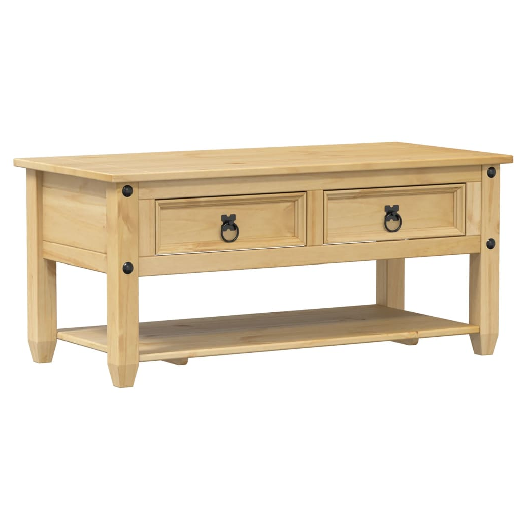 VidaXL Solid Pine Coffee Table With Drawers 100x48x45 Cm Rustic Living Room Storage by vidaXL