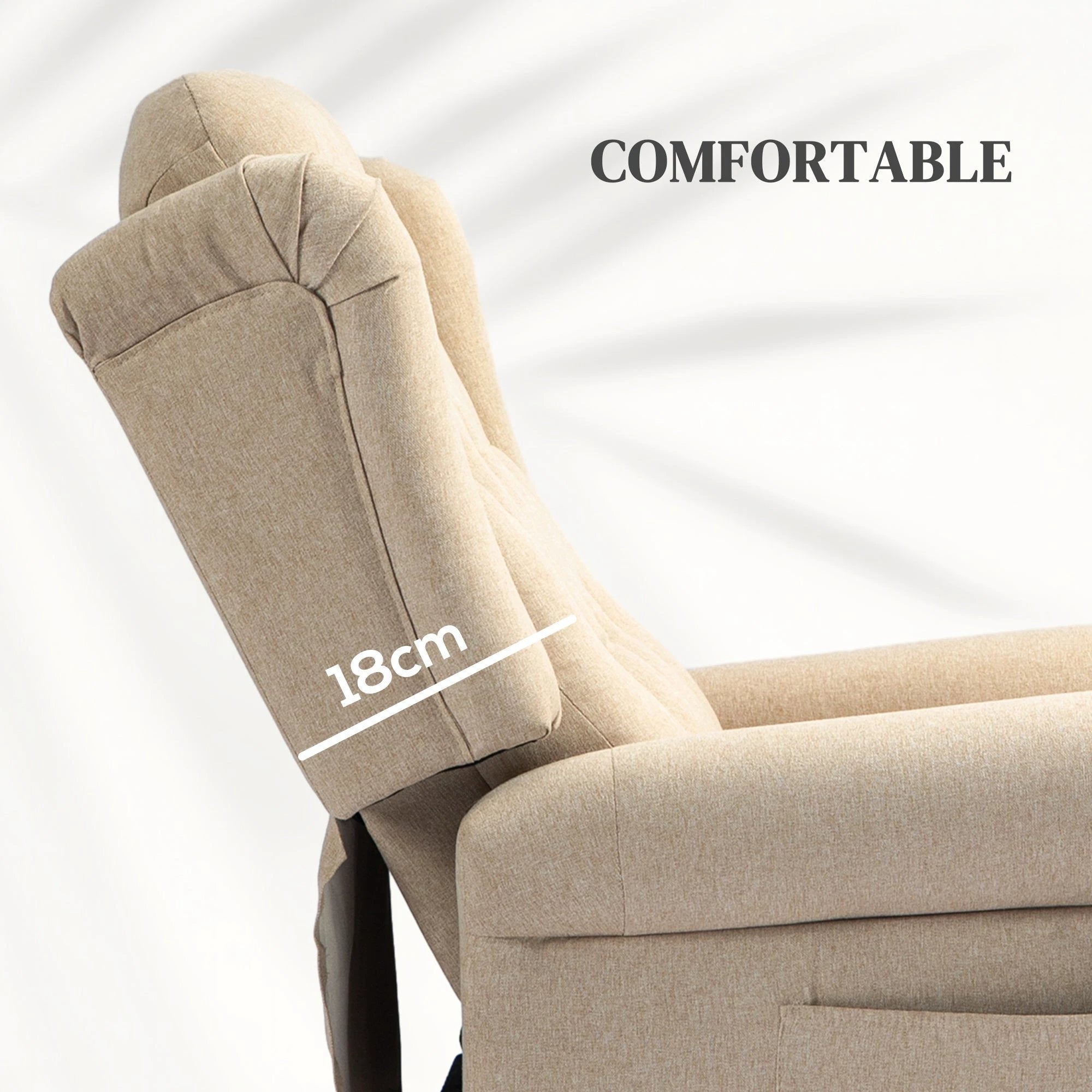 HOMCOM HOMCOM Power Lift Recliner Armchair with Wingback, Button Tufted, Beige - Recliner