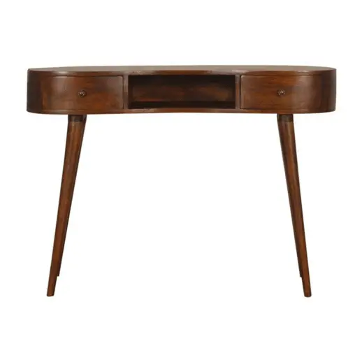 Artisan Furniture Artisan Furniture Solid Wood Chestnut Wave Writing Desk, 2 Drawers, 1 Shelf, Brown - Desk