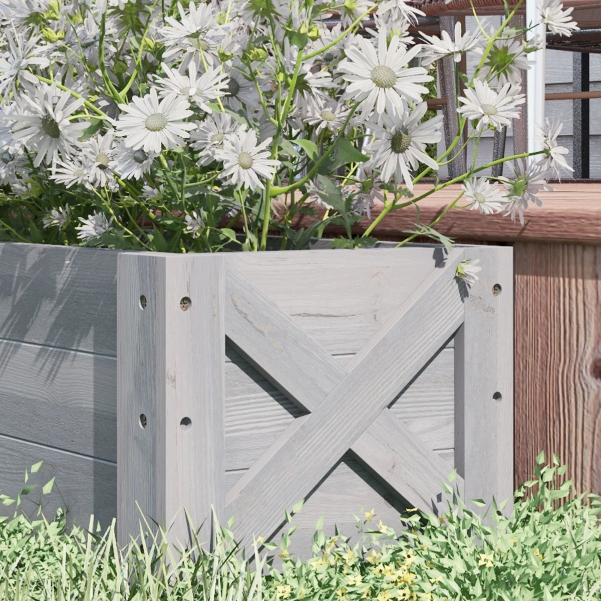 Outsunny Outsunny Raised Bed Planter 100x36.5x36cm Drainage Garden - Planters