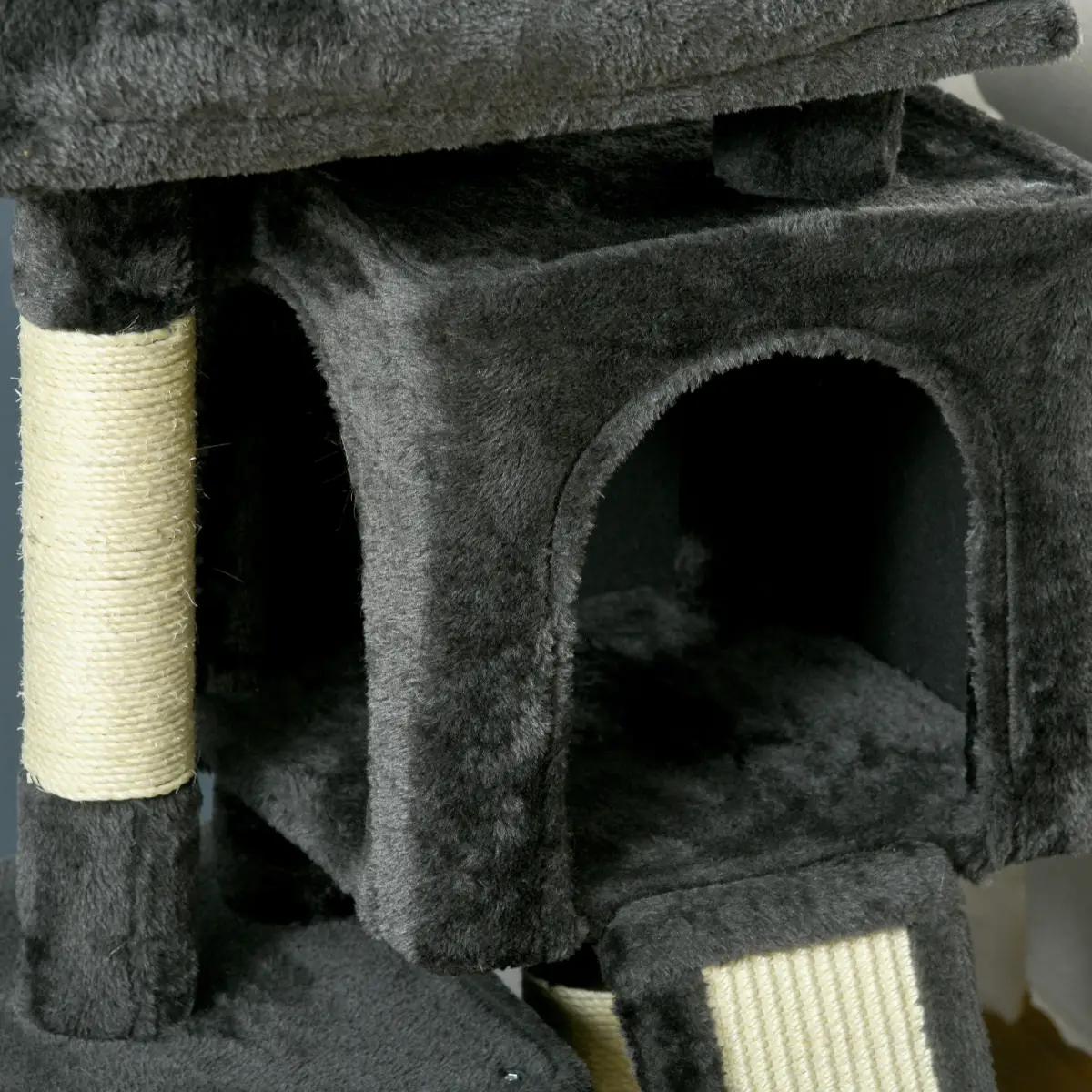 Unbranded Cat Rest & Play Activity Tree w/ 2 House Perch Scratching Post Black Pawhut - Cat Tree