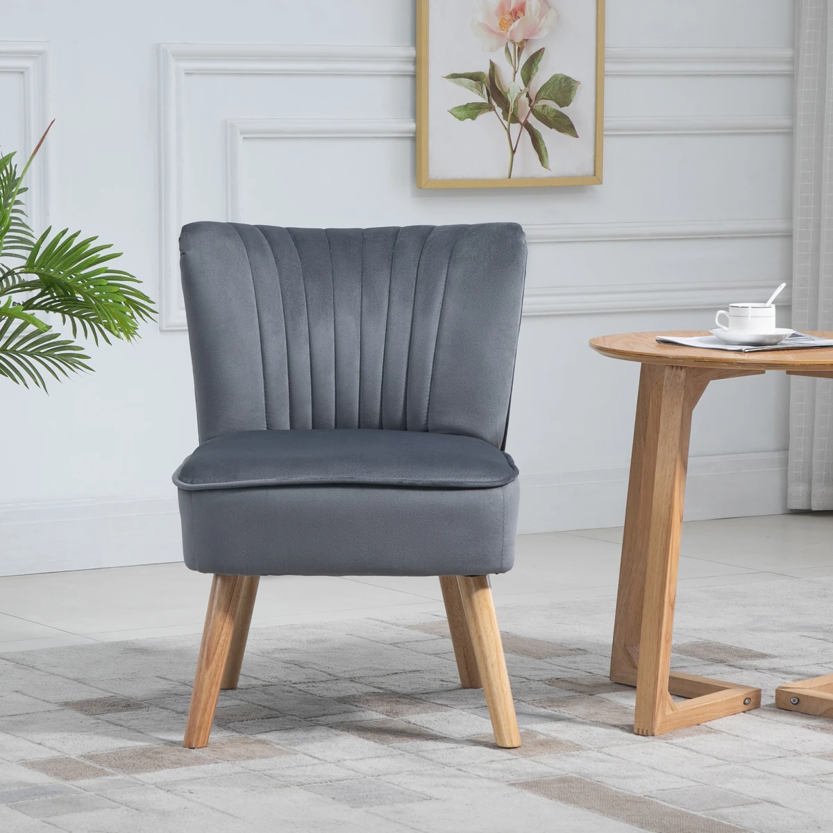 HOMCOM HOMCOM Velvet Accent Tub Chair Soft Upholstery Living Room - Accent Chair
