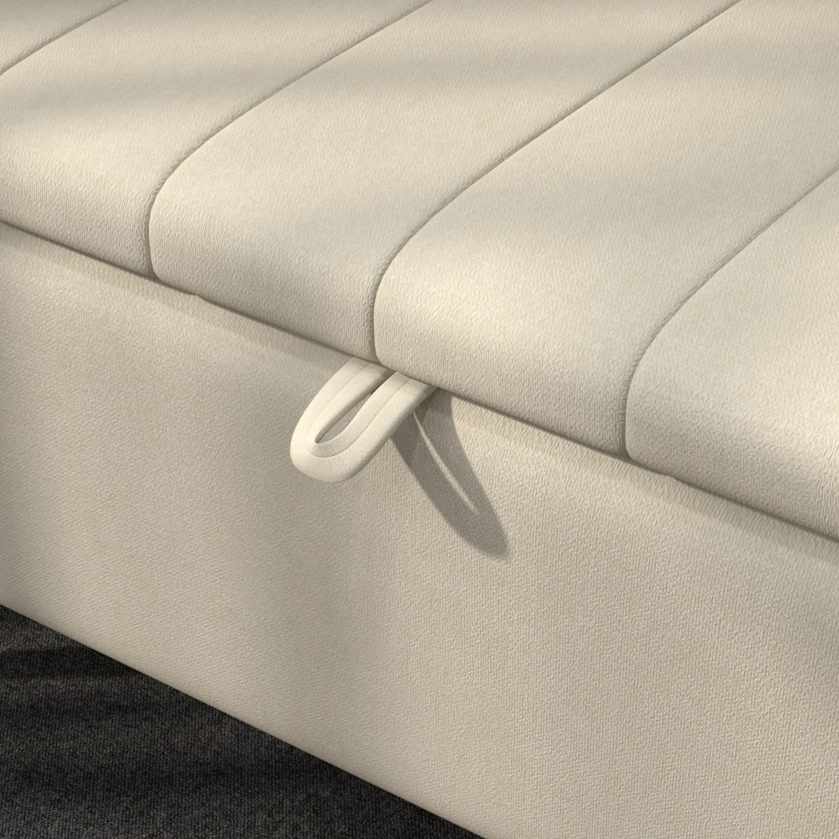 HOMCOM Storage Ottoman Bench Compact Linen Cream White With Under Seat Storage And Padded Lid For Living Room by HOMCOM