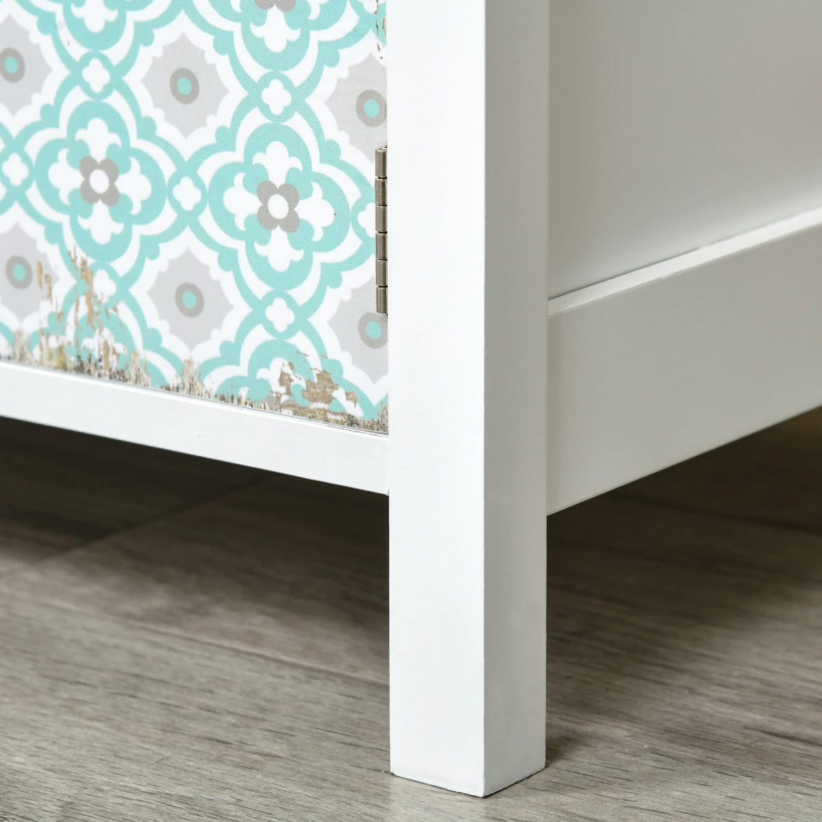 HOMCOM Boho Chic Storage Chest Compact Two Drawers And Three Cabinets Colorful Pattern Panels For Any Room - Chest of Drawers