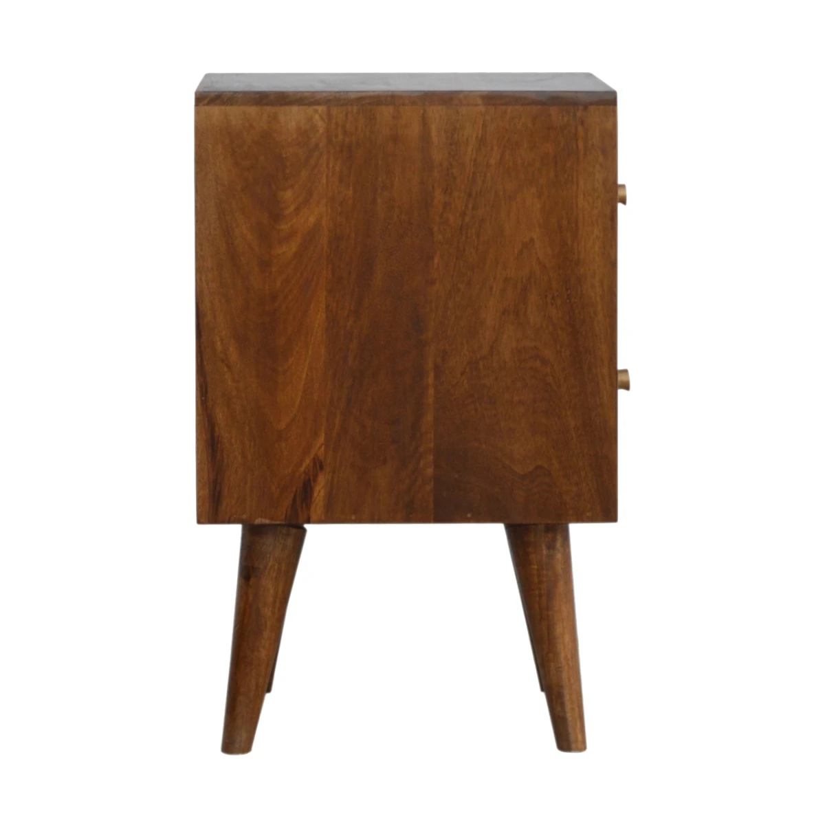 Artisan Solid Mango Wood Bedside Table Hand Carved Cube Drawer Fronts Bedroom Decor by Artisan Furniture